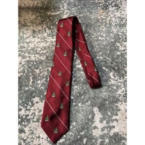 Barry Korman Men's Neck Tie Christmas Trees Red Green 3 1/4" x 56"